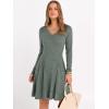 imageANRABESS Women Long Sleeve Ribbed Knit Short Dresses 2025 Fall Winter V Neck Casual Swing A Line Sweater DressGreen