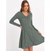 imageANRABESS Women Long Sleeve Ribbed Knit Short Dresses 2025 Fall Winter V Neck Casual Swing A Line Sweater DressGreen