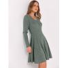 imageANRABESS Women Long Sleeve Ribbed Knit Short Dresses 2025 Fall Winter V Neck Casual Swing A Line Sweater DressGreen