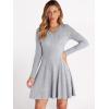 imageANRABESS Women Long Sleeve Ribbed Knit Short Dresses 2025 Fall Winter V Neck Casual Swing A Line Sweater DressGrey