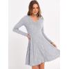 imageANRABESS Women Long Sleeve Ribbed Knit Short Dresses 2025 Fall Winter V Neck Casual Swing A Line Sweater DressGrey