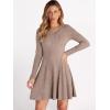 imageANRABESS Women Long Sleeve Ribbed Knit Short Dresses 2025 Fall Winter V Neck Casual Swing A Line Sweater DressKhaki