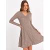 imageANRABESS Women Long Sleeve Ribbed Knit Short Dresses 2025 Fall Winter V Neck Casual Swing A Line Sweater DressKhaki