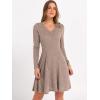 imageANRABESS Women Long Sleeve Ribbed Knit Short Dresses 2025 Fall Winter V Neck Casual Swing A Line Sweater DressKhaki