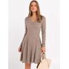 imageANRABESS Women Long Sleeve Ribbed Knit Short Dresses 2025 Fall Winter V Neck Casual Swing A Line Sweater DressKhaki
