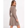 imageANRABESS Women Long Sleeve Ribbed Knit Short Dresses 2025 Fall Winter V Neck Casual Swing A Line Sweater DressKhaki
