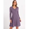 imageANRABESS Women Long Sleeve Ribbed Knit Short Dresses 2025 Fall Winter V Neck Casual Swing A Line Sweater DressPurple
