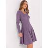 imageANRABESS Women Long Sleeve Ribbed Knit Short Dresses 2025 Fall Winter V Neck Casual Swing A Line Sweater DressPurple
