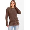 imageANRABESS Women Long Sleeve Tunic Top with Leggings Crewneck Ribbed Knit Buttons Shirts 2025 Fall Casual Lightweight SweatersBrown