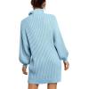imageANRABESS Women Oversized Sweater Dress Turtleneck Batwing Long Sleeve Ribbed Knit Loose 2025 Fall Winter Casual Short DressLight Blue