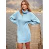 imageANRABESS Women Oversized Sweater Dress Turtleneck Batwing Long Sleeve Ribbed Knit Loose 2025 Fall Winter Casual Short DressLight Blue