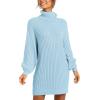 imageANRABESS Women Oversized Sweater Dress Turtleneck Batwing Long Sleeve Ribbed Knit Loose 2025 Fall Winter Casual Short DressLight Blue
