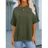 imageANRABESS Women Oversized T Shirts Short Sleeve Summer Casual Loose Top Basic Tee with PocketArmy Green