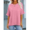 imageANRABESS Women Oversized T Shirts Short Sleeve Summer Casual Loose Top Basic Tee with PocketPink