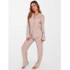 imageANRABESS Women Pajama Sets Long Sleeve Button Ribbed Top Pants Matching Lounge Set Casual Fall 2 Piece Outfit Sleepwear PJLight Brown