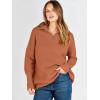 imageANRABESS Women Quarter Zip Oversized Casual Loose Rib Knit Cozy Pullover Sweaters Top 2025 Fall Fashion Outfits ClothesBrick  Orange Rust
