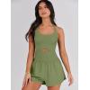 imageANRABESS Women Rompers Running Exercise Workout Set One Piece Jumpsuits Gym Yoga Outfits 2025 Summer Active Wear ClothesArmy Green