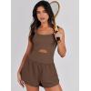 imageANRABESS Women Rompers Running Exercise Workout Set One Piece Jumpsuits Gym Yoga Outfits 2025 Summer Active Wear ClothesCoffee
