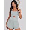 imageANRABESS Women Rompers Running Exercise Workout Set One Piece Jumpsuits Gym Yoga Outfits 2025 Summer Active Wear ClothesCyan
