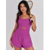 imageANRABESS Women Rompers Running Exercise Workout Set One Piece Jumpsuits Gym Yoga Outfits 2025 Summer Active Wear ClothesPurple Pink