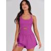 imageANRABESS Women Rompers Running Exercise Workout Set One Piece Jumpsuits Gym Yoga Outfits 2025 Summer Active Wear ClothesPurple Pink