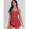 imageANRABESS Women Rompers Running Exercise Workout Set One Piece Jumpsuits Gym Yoga Outfits 2025 Summer Active Wear ClothesRed