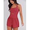 imageANRABESS Women Rompers Running Exercise Workout Set One Piece Jumpsuits Gym Yoga Outfits 2025 Summer Active Wear ClothesRed