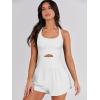 imageANRABESS Women Rompers Running Exercise Workout Set One Piece Jumpsuits Gym Yoga Outfits 2025 Summer Active Wear ClothesWhite