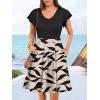 imageANRABESS Women Summer Casual 2025 Ruffle Sleeveless V Neck Short Sundress Flowy Aline Cute Beach Mini Dress with PocketsBeige Black Leaf