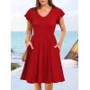 imageANRABESS Women Summer Casual 2025 Ruffle Sleeveless V Neck Short Sundress Flowy Aline Cute Beach Mini Dress with PocketsRed