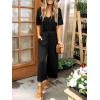 imageANRABESS Women Summer Casual Short Sleeve V Neck Elastic Waist Wide Leg Cropped Pants Jumpsuits Rompers with Pockets00black