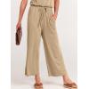 imageANRABESS Women Summer Casual Short Sleeve V Neck Elastic Waist Wide Leg Cropped Pants Jumpsuits Rompers with Pockets00khaki