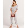 imageANRABESS Women Summer Casual Short Sleeve V Neck Elastic Waist Wide Leg Cropped Pants Jumpsuits Rompers with Pockets02light Gray