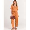 imageANRABESS Women Summer Casual Short Sleeve V Neck Elastic Waist Wide Leg Cropped Pants Jumpsuits Rompers with Pockets02orange