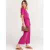 imageANRABESS Women Summer Casual Short Sleeve V Neck Elastic Waist Wide Leg Cropped Pants Jumpsuits Rompers with Pockets02rose