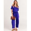 imageANRABESS Women Summer Casual Short Sleeve V Neck Elastic Waist Wide Leg Cropped Pants Jumpsuits Rompers with Pockets02royal Blue