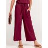 imageANRABESS Women Summer Casual Short Sleeve V Neck Elastic Waist Wide Leg Cropped Pants Jumpsuits Rompers with Pockets02wine Red