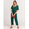 imageANRABESS Women Summer Casual Short Sleeve V Neck Elastic Waist Wide Leg Cropped Pants Jumpsuits Rompers with Pockets03deep Green