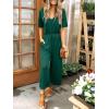 imageANRABESS Women Summer Casual Short Sleeve V Neck Elastic Waist Wide Leg Cropped Pants Jumpsuits Rompers with Pockets03deep Green
