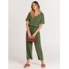 imageANRABESS Women Summer Casual Short Sleeve V Neck Elastic Waist Wide Leg Cropped Pants Jumpsuits Rompers with Pockets03green