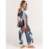 imageANRABESS Women Summer Casual Short Sleeve V Neck Elastic Waist Wide Leg Cropped Pants Jumpsuits Rompers with Pockets04tie Dye Navy