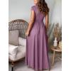 imageANRABESS Women Summer Deep V Neck Short Sleeve Dresses Slit Elegant Wedding Guest Formal Cocktail Evening Maxi Long DressDark Pink