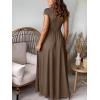 imageANRABESS Women Summer Deep V Neck Short Sleeve Dresses Slit Elegant Wedding Guest Formal Cocktail Evening Maxi Long DressKhaki