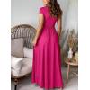 imageANRABESS Women Summer Deep V Neck Short Sleeve Dresses Slit Elegant Wedding Guest Formal Cocktail Evening Maxi Long DressRose