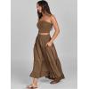 imageANRABESS Women Summer Maxi Skirt Elastic High Waist Flowy Boho Casual Tiered Aline Long Beach Skirts 2025 Trendy OutfitsCoffee