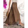 imageANRABESS Women Summer Maxi Skirt Elastic High Waist Flowy Boho Casual Tiered Aline Long Beach Skirts 2025 Trendy OutfitsCoffee
