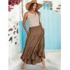 imageANRABESS Women Summer Maxi Skirt Elastic High Waist Flowy Boho Casual Tiered Aline Long Beach Skirts 2025 Trendy OutfitsCoffee