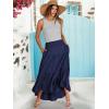 imageANRABESS Women Summer Maxi Skirt Elastic High Waist Flowy Boho Casual Tiered Aline Long Beach Skirts 2025 Trendy OutfitsNavy Blue