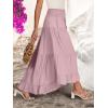 imageANRABESS Women Summer Maxi Skirt Elastic High Waist Flowy Boho Casual Tiered Aline Long Beach Skirts 2025 Trendy OutfitsPink