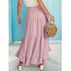imageANRABESS Women Summer Maxi Skirt Elastic High Waist Flowy Boho Casual Tiered Aline Long Beach Skirts 2025 Trendy OutfitsPink